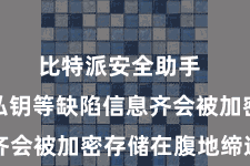 比特派安全助手 用户的私钥等缺陷信息齐会被加密存储在腹地缔造中